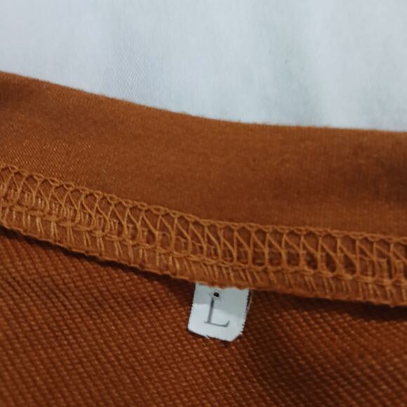 Pumpkin colored Large Long-Sleeve Fall-Themed Knit Shirt Raglan-sleeved - Picture 2 of 10